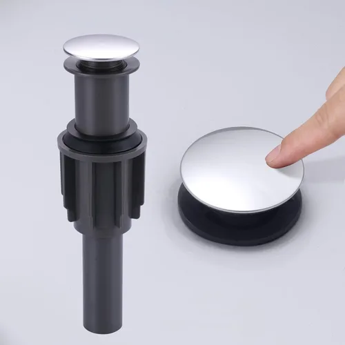 Miniatura 12 de Drenaje de fregadero de baño sin desbordamiento, tapón emergente ARCORA de oro cepillado para fregadero de recipiente con botón de clic