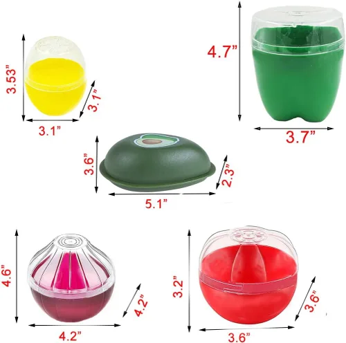 Miniatura 6 de 5 recipientes de almacenamiento con forma de frutas y verduras para refrigerador, aguacate, pimienta verde, tomate, limón y cebolla