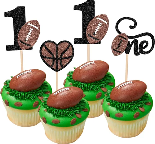 Miniatura 18 de 36 piezas de adornos para cupcakes de pelota de rugby, trofeo de fútbol americano, selecciones de cupcakes de fútbol americano, decoración