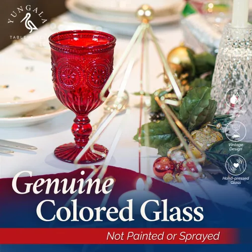 Miniatura 5 de Copas rojas, juego de 6 copas de vino de color rojo hechas a mano para los amantes de la cristalería roja, perfectas para el día de San Valentín