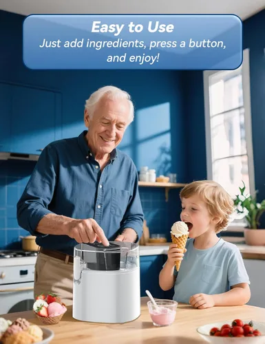 Miniatura 2 de Máquina de helados, máquina de helado de 1.5 cuartos de galón y máquina de yogur congelado, cuenco de congelador aislado de 1.5 cuartos de galón
