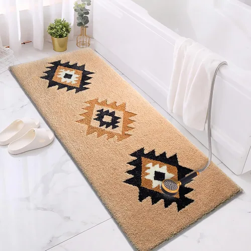 Miniatura 10 de Tapetes de baño bohemios antideslizantes geométricos, alfombras de baño esponjosas, suaves y absorbentes para baño, ducha, lavabo, hogar, entrada, L