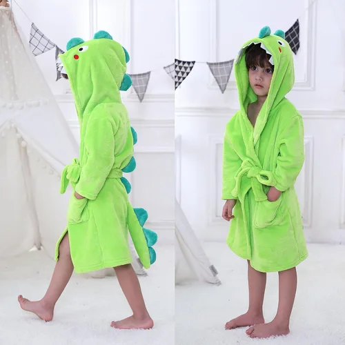 Miniatura 4 de LOLANTA Boys' Girls' Hooded Bathrobe Soft Animal Plush Robe Kids Sleepwear Dressing Gown Gift 2-8 Years