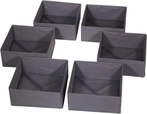 DIOMMELL Paquete de 6 cajas de almacenamiento de tela plegables para armario, aparador, cajón, divisor, cestas de tela, contenedores para ropa, ropa
