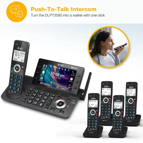 Miniatura 10 de AT&T DLP73590 - Teléfono inalámbrico DECT 6.0 de 5 manos para casa y oficina con contestador, pantalla a color de 5", acceso directo de un toque
