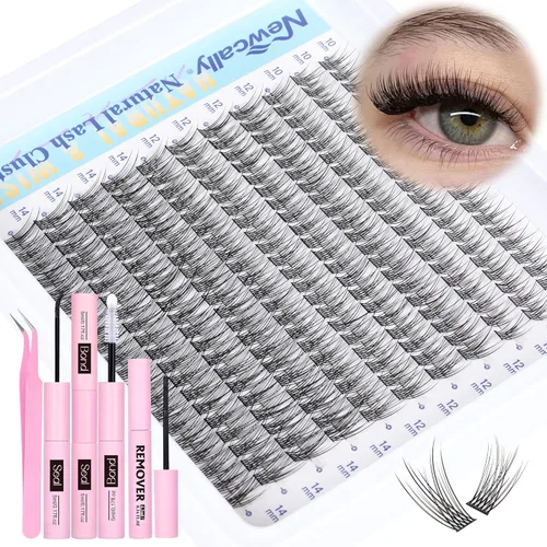 Miniatura 13 de Extensiones de pestañas en racimo naturales, pestañas individuales onduladas, 10-16 mm, para colocar en casa, extensiones de pestañas en racimo