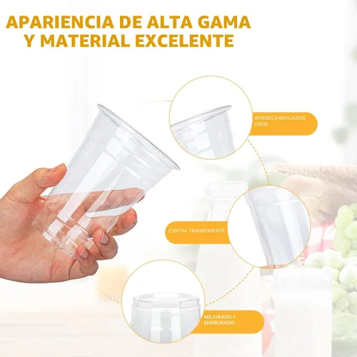 Miniatura 4 de TashiBox 100 tazas de plástico de 16 onzas, tazas de café helado para llevar, tazas de fiesta de PET transparentes