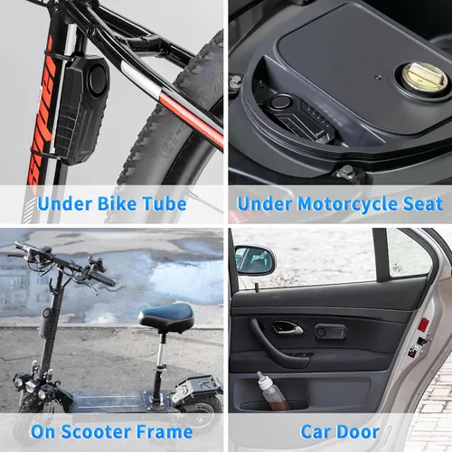 Miniatura 4 de WSDCAM Sistema de alarma con sensor de vibración antirrobo de 113 dB para bicicleta eléctrica, motocicleta, carrito de golf, remolque, buzón, puerta