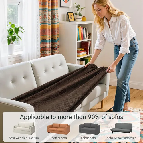 Miniatura 4 de Hokway Fundas de cojín elásticas para sofá Fundas de cojín para sofá Fundas de cojín de asiento de sofá Funda protectora de cojín(Chocolate, Mediano)