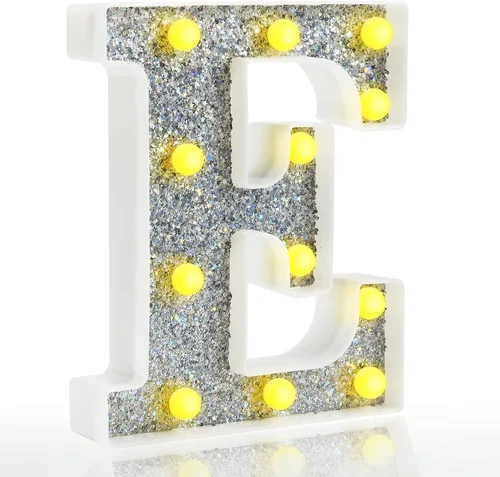 Miniatura 10 de Pooqla - Letras con luces LED para decoraciones de cumpleaños plateadas, letras de marquesina LED para decoración de habitación de adolescentes