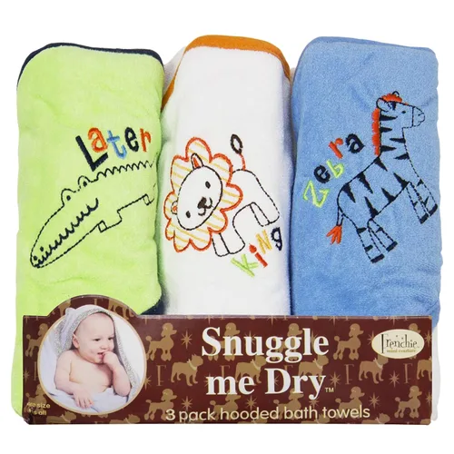 Frenchie Mini Couture, Toallas de baño con capucha para bebés, 80% algodón/20% poliéster, diseño de animales salvajes, juego de toallas de baño para