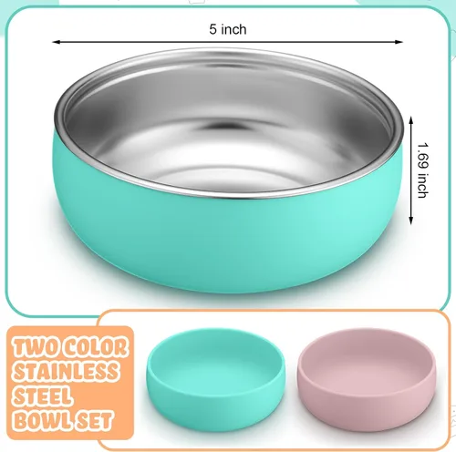 Miniatura 3 de Nuogo 2 Piezas Cuencos de Acero Inoxidable 304 para Bebé con Carcasa de Silicona Extraíble Cuencos para Niños Pequeños Recipiente Antiquemaduras