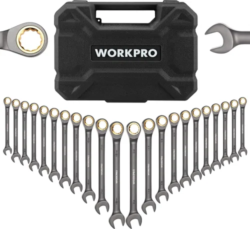Miniatura 9 de WORKPRO - Juego de 22 llaves de trinquete ajustables combinadas, 72 dientes, juego de llaves de trinquete con caja organizadora, métrica 6-18mm