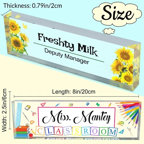 Miniatura 2 de Placa de nombre de escritorio personalizada para profesores, placa de nombre para escritorios, placa de escritorio de vidrio acrílico transparente
