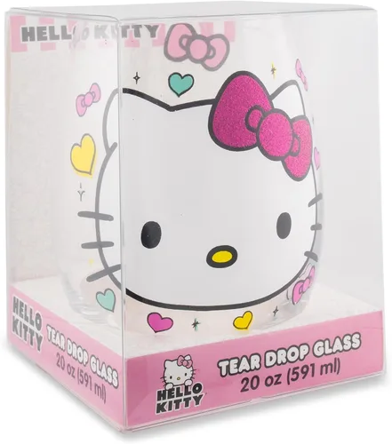 Miniatura 2 de Silver Buffalo Sanrio Hello Kitty You Had Me At Hello Glitter - Vaso de vino sin tallo para cócteles, capacidad para 20 onzas Hello Kitty Me Tuviste