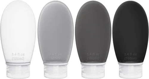 Miniatura 8 de Botellas de viaje de silicona para artículos de tocador, aprobados por la TSA, juego de 4 recipientes portátiles a prueba de fugas, botellas
