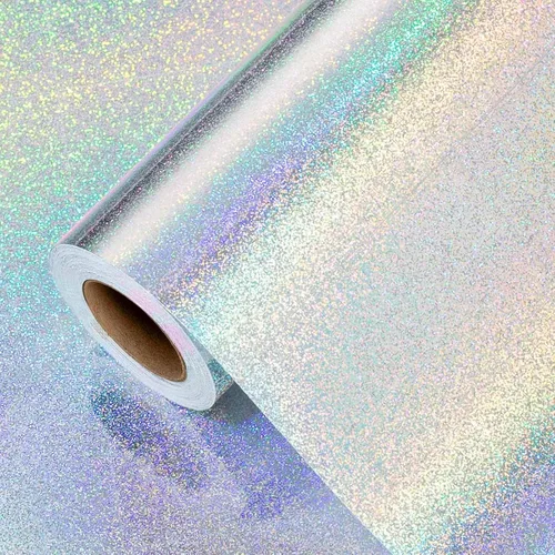 Burymento Rollo de papel de regalo plateado, papel de regalo de punto holográfico metálico para cumpleaños, San Valentín, día de la madre,