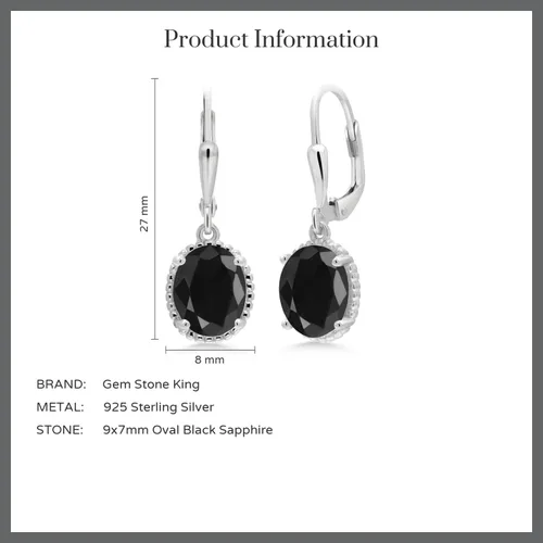 Miniatura 167 de Gem Stone King Aretes colgantes de gota para mujer, plata de ley 925, piedra natal ovalada de 0.354 x 0.276 in, joyería fina, regalos para ella