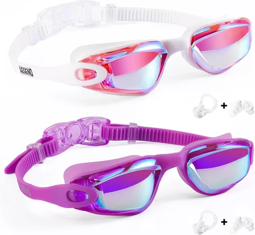 Miniatura 27 de Aegend - Gafas de natación de 2 unidades, gafas de natación para niños, niños y niñas de 3 a 14 años Azul y verde claro