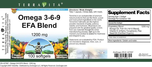 Miniatura 3 de Omega 3-6-9 EFA Blend - 1200 mg (100 cápsulas blandas, ZIN: 427997)