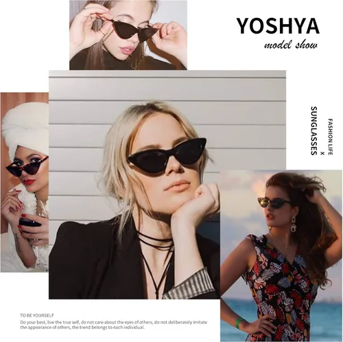 Miniatura 5 de Lentes de sol retro para mujer, con marco de plástico y diseño con estilo ojo de gato YOSHYA