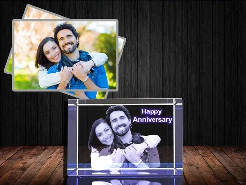 Miniatura 2 de Cristal grabado con foto 3D personalizada (rectángulo grande (3.1 x 4.7 x 2.4 pulgadas)