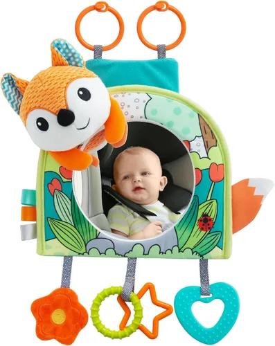 Lynncare Juguete para Asiento de Automóvil, Espejo Juguete para Bebé en Asiento Trasero, Centro de Actividades de Viaje para Bebé con Juguetes