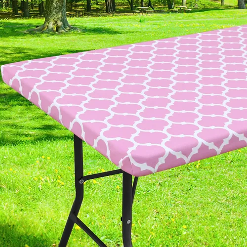 Miniatura 40 de Smiry Mantel cuadrado para mesa de pícnic, manteles de camping impermeables elásticos ajustables, protector de mantel de vinilo con respaldo de Gris