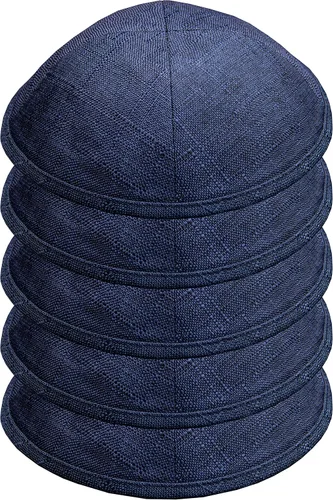 Miniatura 17 de Paquete de 5 piezas – Hq Satin/Lino/Velvet/Seda Cruda/Gamuza Kippah para hombre, sombrero Yamaka diseñado en Israel – Kippot Bulk