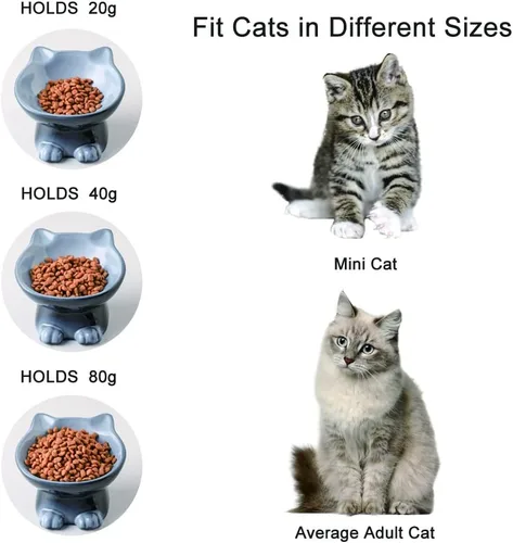 Miniatura 3 de Nihow Cuencos Elevados para Gatos/Perros: Juego de Cuencos Elevados de Cerámica de 5 Pulgadas para Comida y Agua de Gatos para Proteger la Columna