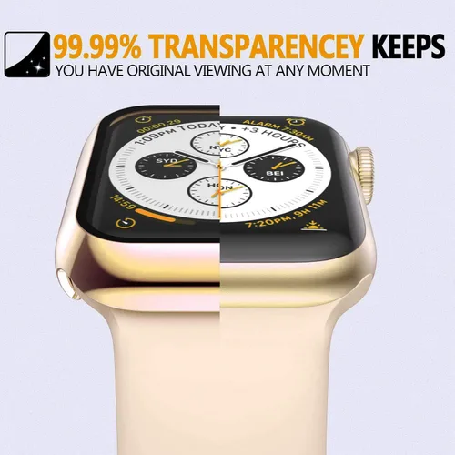 Miniatura 6 de Paquete de 2 fundas rígidas compatibles con Apple Watch Series 6, 5, 4, SE, de 1.575 pulgadas, protector de pantalla de vidrio templado, cobertura