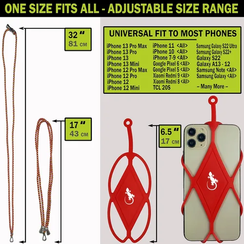Miniatura 5 de Gecko Travel Tech Cordones de teléfono con cordón para teléfono celular para alrededor del cuello del cuello Lanyard Phone Crossbody Cuello Flame Xl