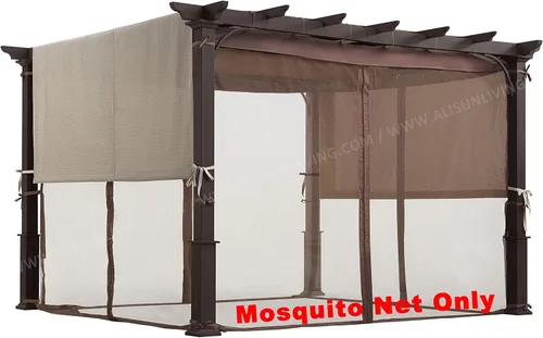 Miniatura 2 de Mosquitera de repuesto para pérgola de techo plano, malla para insectos (10 pies x 10 pies, marrón)
