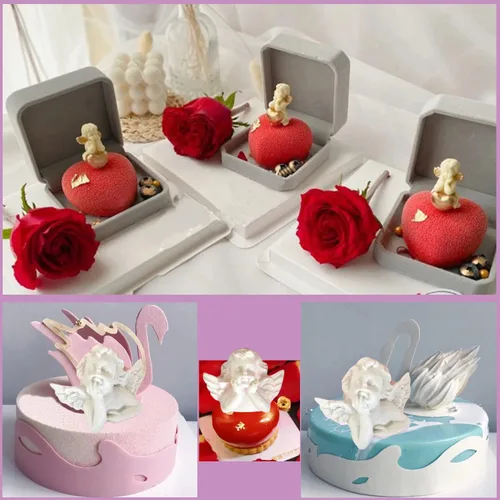 Miniatura 5 de ZiXiang Angel Baby - Moldes de silicona para decoración de pasteles, decoración de cupcakes, pasta de goma de mascar de chocolate, juego de 5