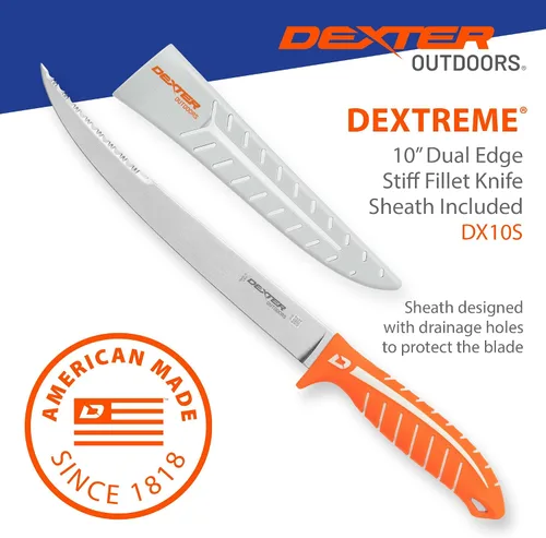 Miniatura 3 de Dexter Outdoors Dextreme Cuchillo de filete rígido de 10 pulgadas de doble filo Incluye funda