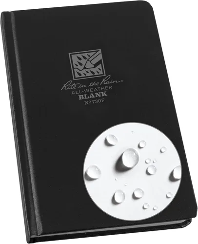 Rite in the Rain Cuaderno de bocetos de cubierta dura resistente a la intemperie, 4.75 x 7.5 pulgadas, cubierta negra, patrón de página en blanco