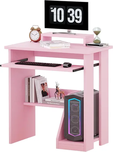 Miniatura 10 de Escritorio pequeño para computadora de 30 pulgadas con soporte para CPU, para oficina en casa, escritorio para computadora portátil con estante