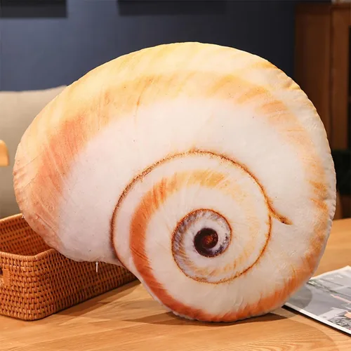 Miniatura 10 de Almohada de felpa costera de playa de simulación de conchas de mar y conchas de mar, cojín de almohada de felpa 3D, almohada decorativa para sofá