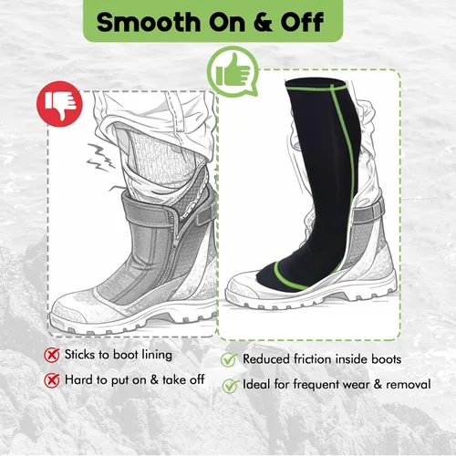 Miniatura 5 de Riverruns Calcetines para vadear, calcetines de pesca de nailon para hombres y mujeres, pesca al aire libre, surf, wakeboard, Negro