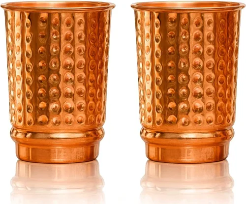 Miniatura 10 de Juego de 2 Vasos de Cobre 350 ml / 11.8 Oz 100% Vasos de Cobre Puro Lisos Beneficios para la Salud Ayurveda Tazas de Medicina Vasos de Agua