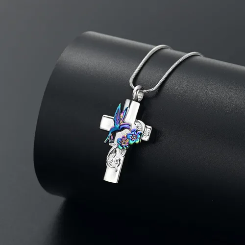 Miniatura 4 de Cross Hummingbird Urn Necklace for Ashes Flower Ashes Pendant Memorial Necklace Cremation Jewelry Ashes Keepsakes Necklace Gift for Loss of Loved