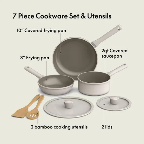 Miniatura 3 de BELLA - Juego de 7 piezas de utensilios de cocina con revestimiento antiadherente EverGood™ de cerámica, apto para lavavajillas y horno, compatible