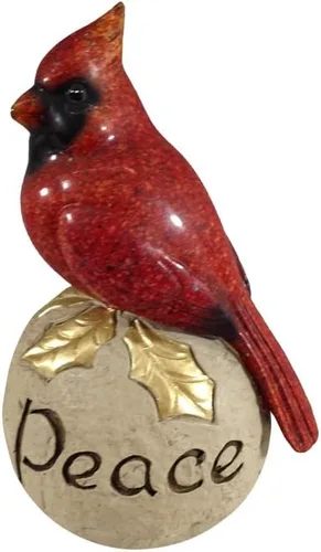 Comfy Hour Pedestal de piedra cardenal rojo de 6 pulgadas, figura decorativa de pájaro de Navidad para mantel y estante, adorno de vacaciones de