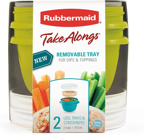 Rubbermaid - 2 contenedores de almacenamiento de alimentos (2 unidades), varios colores., Colores Variados