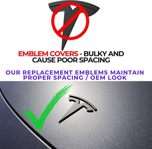 Miniatura 6 de Paquete de emblemas EVMIZE para Tesla Model 3, delantero y trasero, insignia T, negro mate y negro brillante, logotipo OEM, juego de emblemas
