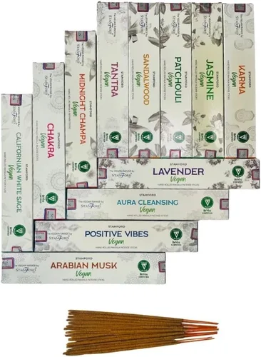 Miniatura 9 de Set de regalo de incienso Satya Nag Champa, Super hit, Dragon's Blood, Sandalwood, Patchouli, Lavender, Positive Vibes 15 g x 7 paquetes