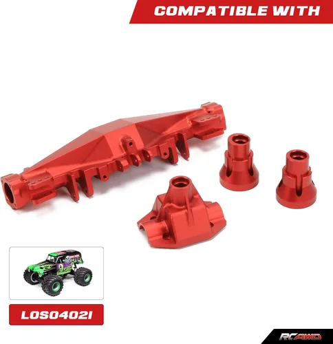 Miniatura 2 de RCAWD 6061-T6 Alum Eje Trasero Cubierta Cubierta Juego para Losi 1/8 LMT Serie LOS242030 Actualizaciones Parte Rojo