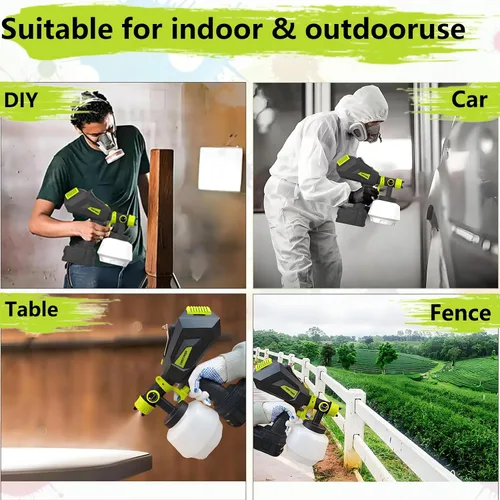Miniatura 6 de Pulverizador de pintura inalámbrico para batería Ryobi de 18V, pistola de pintura HVLP de mano con 3 patrones de pulverización y 4 boquillas, ideal