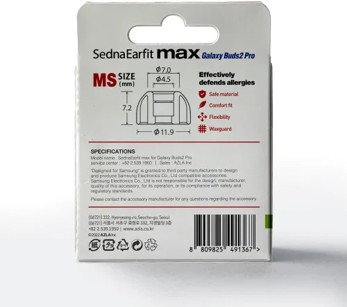 Miniatura 4 de AZLA SednaEarfit MAX para Galaxy Buds 2 Pro (MS), puntas de auriculares para auriculares inalámbricos, puntas de repuesto de auriculares