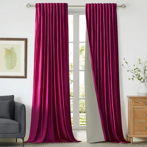 Miniatura 9 de Cortinas opacas de terciopelo dorado de 108 pulgadas para sala de estar, totalmente opacas, elegantes, 2 paneles con pestaña trasera, aislamiento